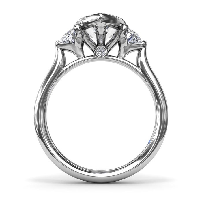 Marquise with Half-Moon Side Stones Engagement Ring Setting