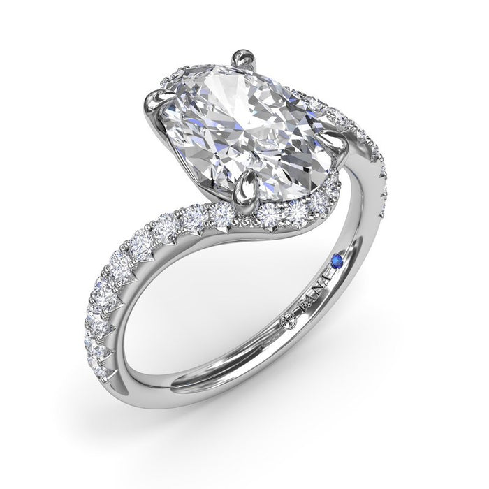 Bypass Oval with Diamond Shank Engagement Ring Setting