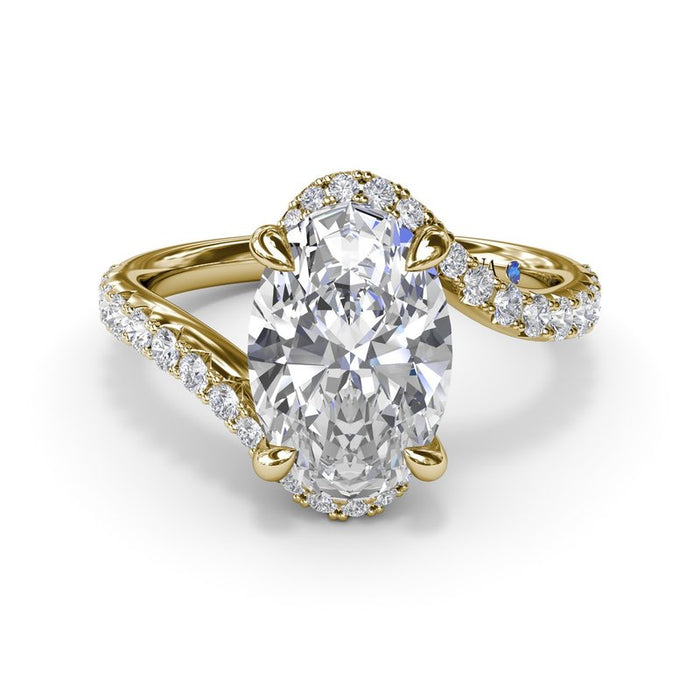 Bypass Oval with Diamond Shank Engagement Ring Setting