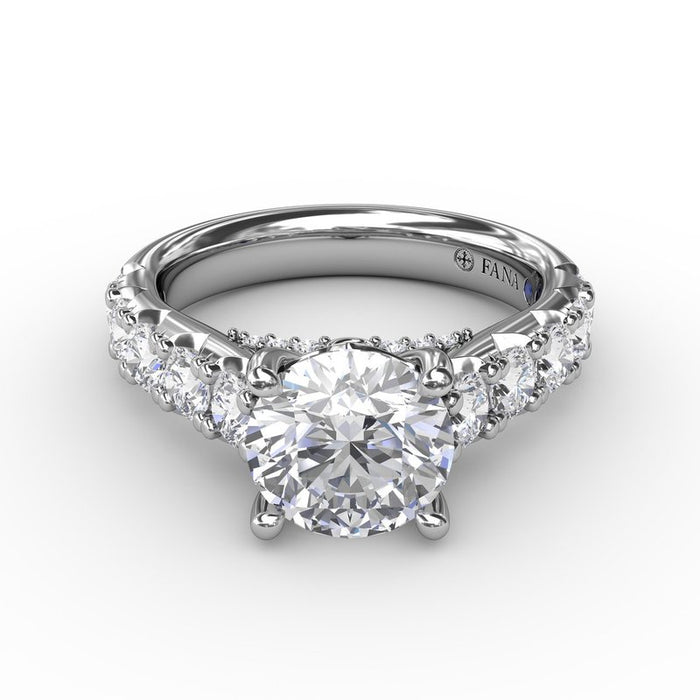 Chunky Diamond Shank with Pavé Bridge Engagement Ring Setting