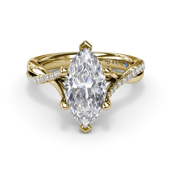 Alternating Diamond Twist Marquise-Cut Engagement Ring Setting