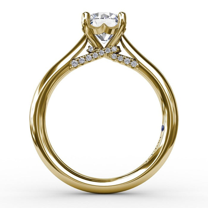 Cathedral Solitaire with Wrapped Bridge Detail Engagement Ring Setting