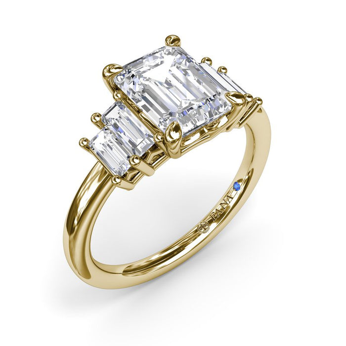 Five Stone Emerald-Cut Engagement Ring Setting