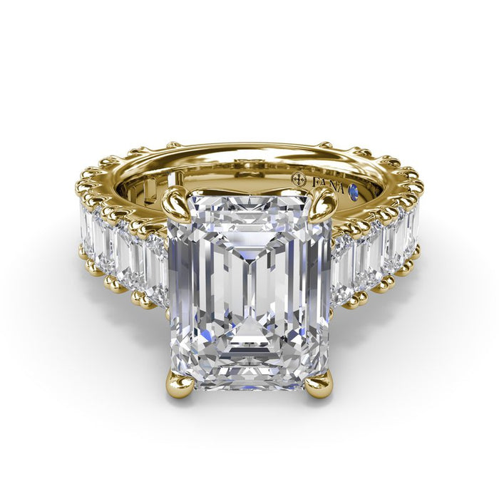 Chunky Emerald-Cut Diamond Shank Engagement Ring Setting