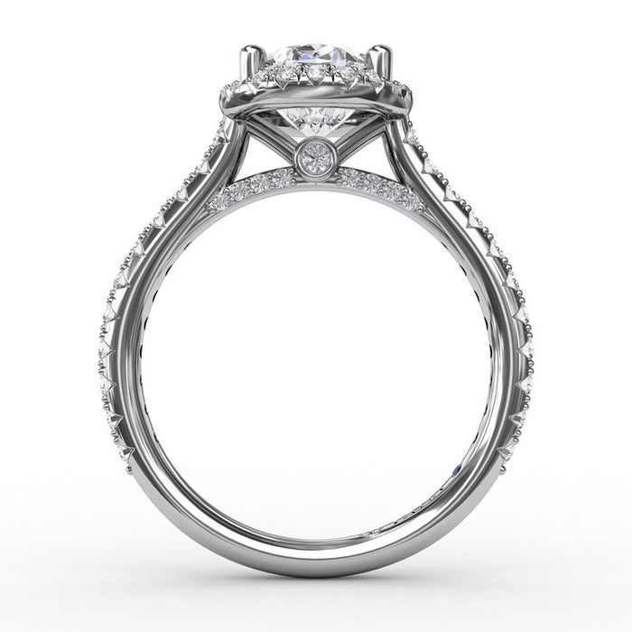 Oval Halo with Diamond Shank and Bridge Detail Engagement Ring Setting