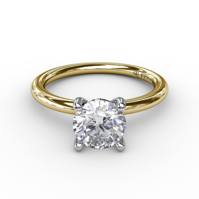 Classic Solitaire With Chevron Girdle Engagement Ring Setting