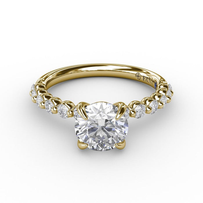 Single Shared Prong Shank Engagement Ring Setting