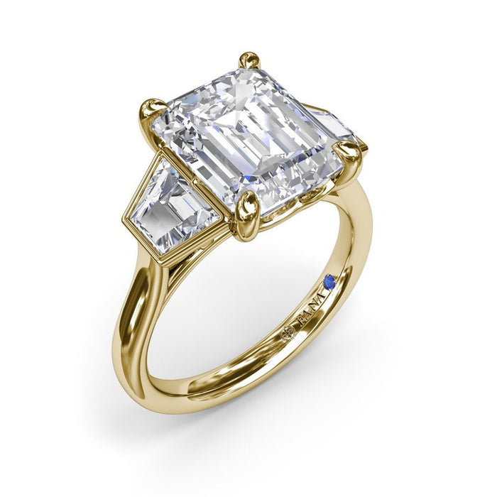 Emerald-Cut with Trapezoid Bezel Side Stones Engagement Ring Setting