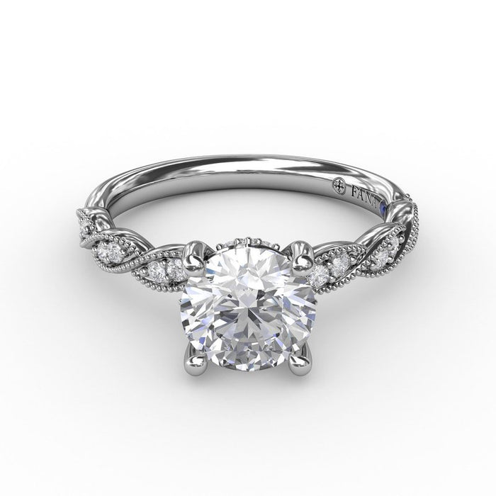 Milgrain Diamond Twist with Hidden Halo Engagement Ring Setting