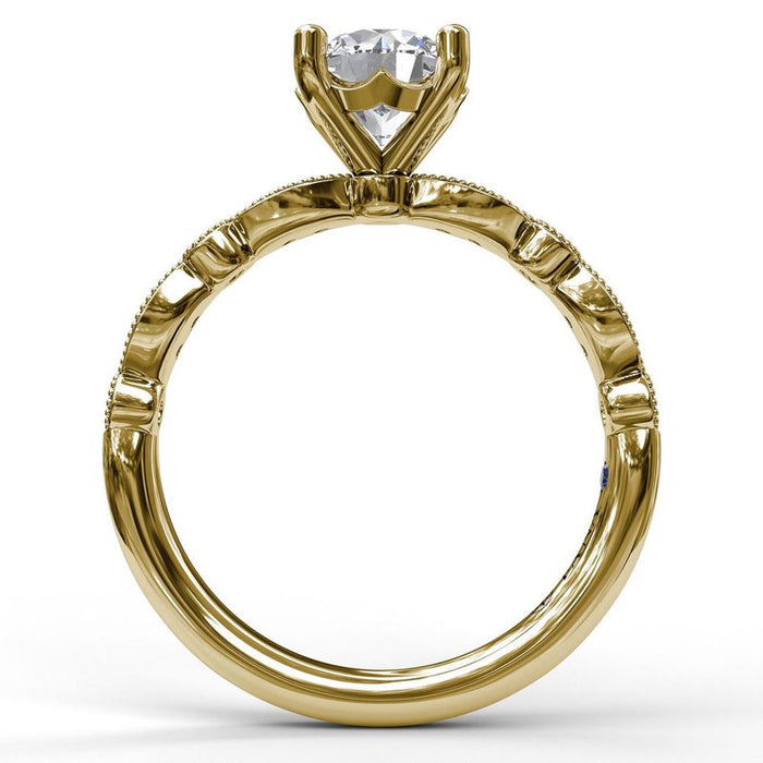 Detailed Milgrain Shank Engagement Ring Setting