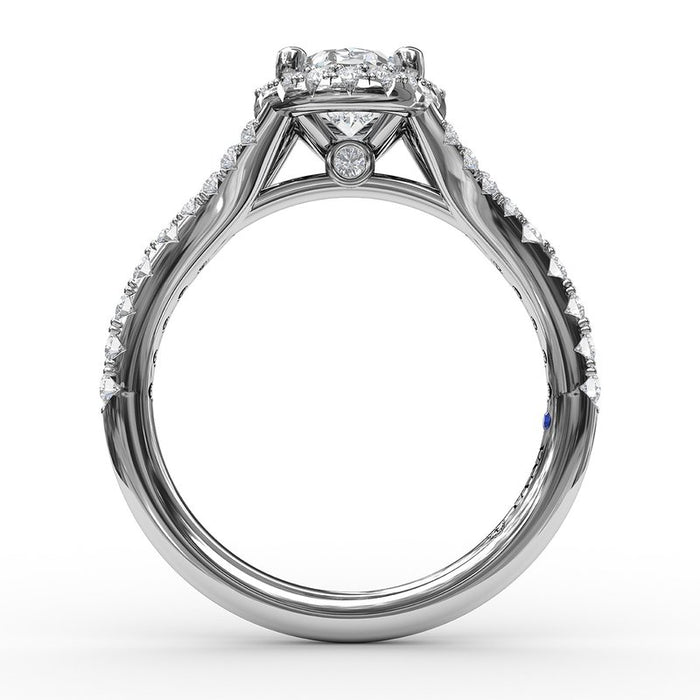 Classic Oval Halo with Subtle Split Shank Engagement Ring Setting