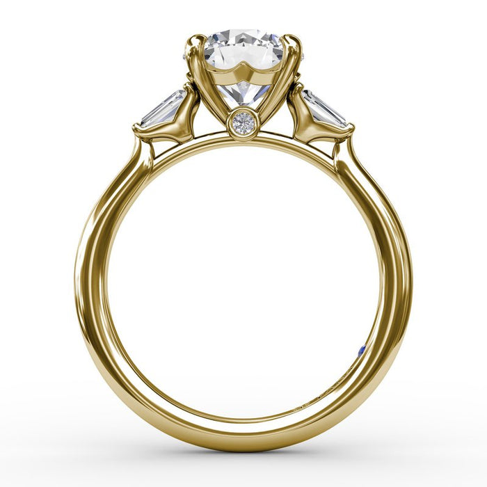 Double Baguette Side Stone Engagement Ring Setting