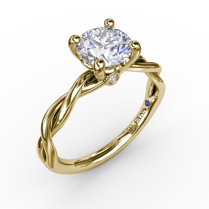 Elegantly Twisted Solitaire Engagement Ring Setting