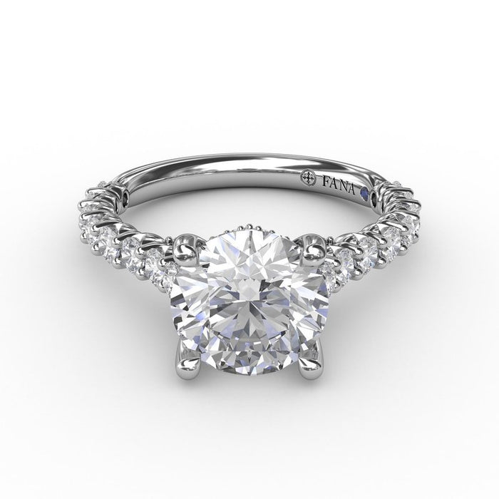 Diamond Shank with Hidden Halo and Bridge Detail Engagement Ring Setting