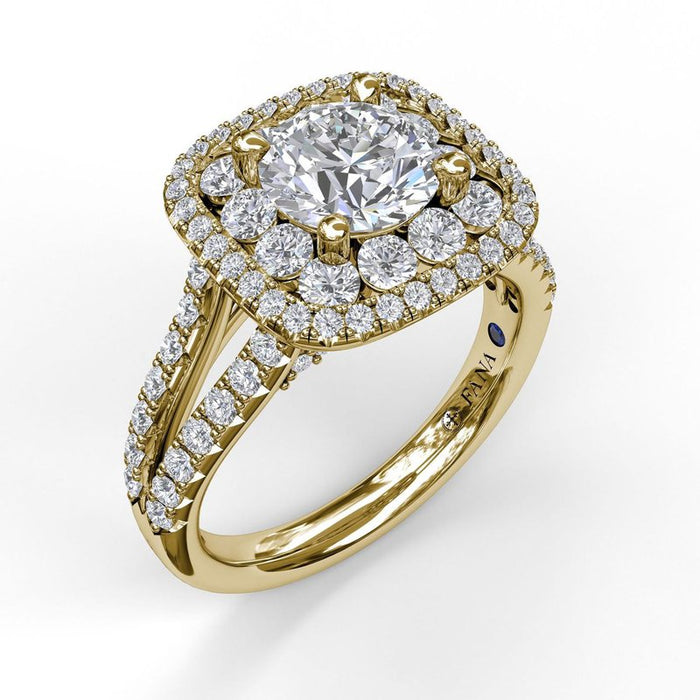 Exquisite Unique Double Halo Engagement Ring Setting