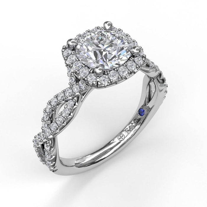Cushion Halo Twist Engagement Ring Setting