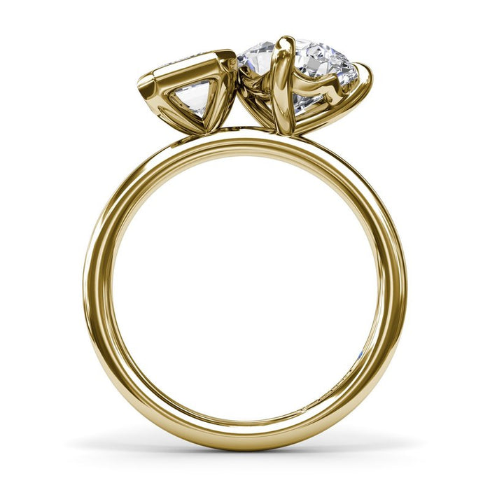Toi et Moi Emerald Bezel and Pear-Shape Engagement Ring Setting
