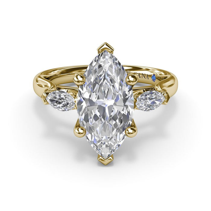 Three-Stone Marquise Engagement Ring Setting