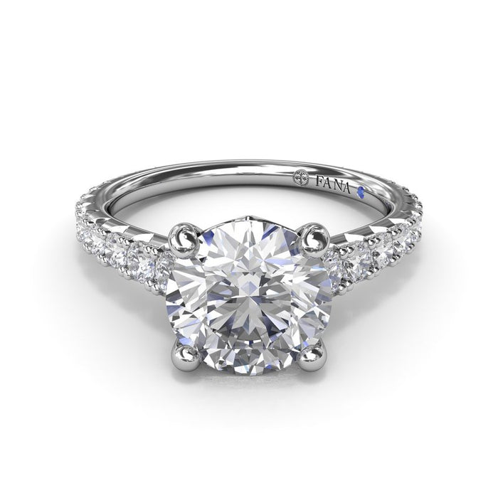 Graduated Diamond Cathedral Shank Engagement Ring Setting