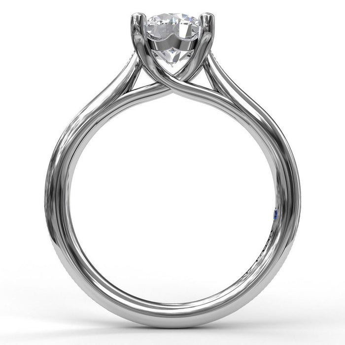 Solitaire with Milgrain Detailed Shank Engagement Ring Setting