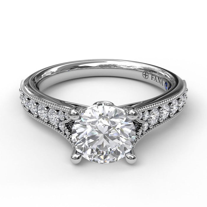Vintage Detailed Milgrain Shank Engagement Ring Setting