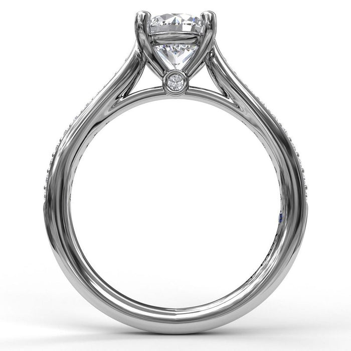 Cathedral Shank with Single Row Pavé Engagement Ring Setting