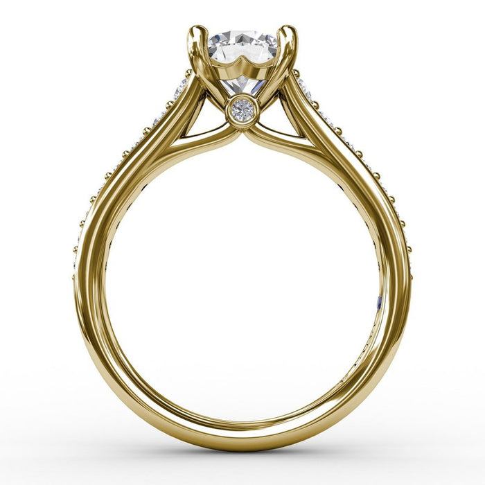 Graduated Diamond Cathedral Shank Engagement Ring Setting