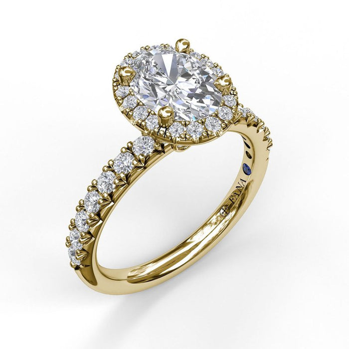 Classic Oval Halo with Side Profile Detail Engagement Ring Setting