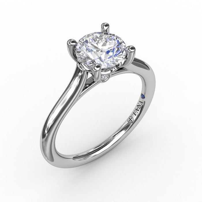 Classic Cathedral Solitaire with Chevron Girdle Engagement Ring Setting