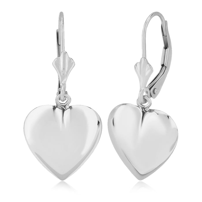 Sterling Silver Heart Drop Earrings with Leverback