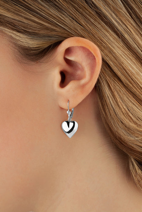 Sterling Silver Heart Drop Earrings with Leverback