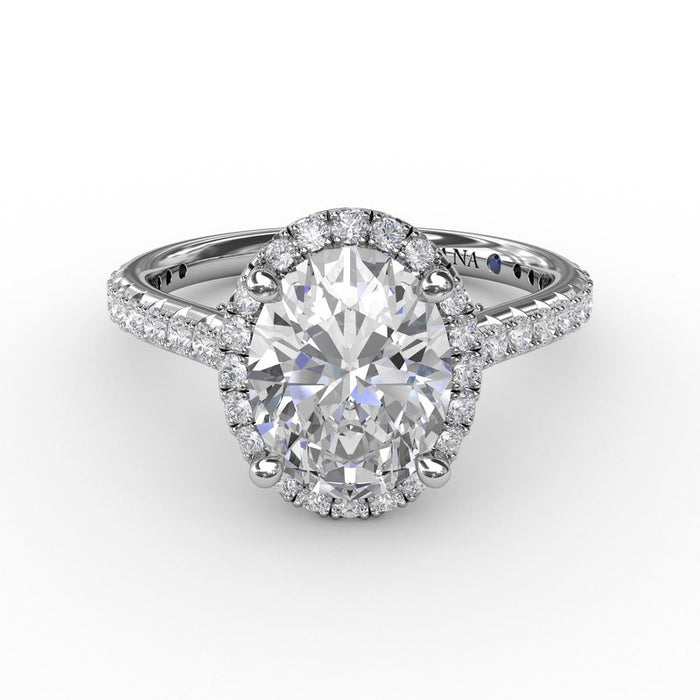 Oval Halo with Diamond Shank and Bridge Detail Engagement Ring Setting