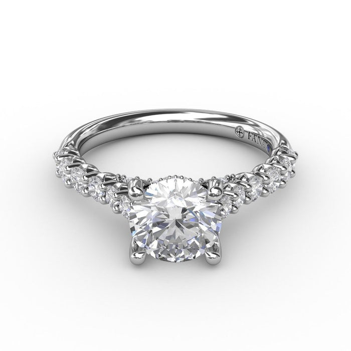 Cathedral Shank with Hidden Halo and Bridge Detail Engagement Ring Setting