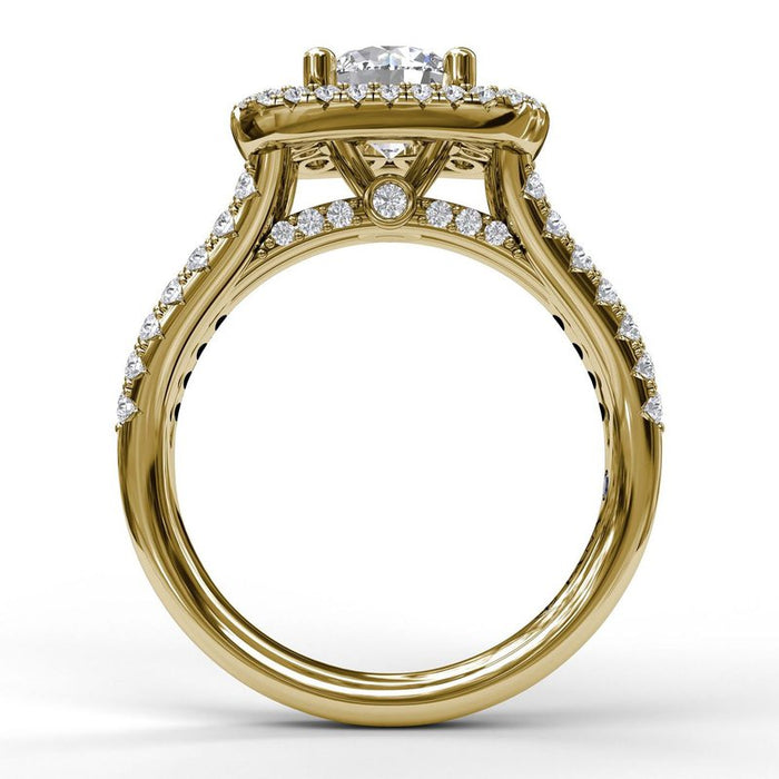 Exquisite Unique Double Halo Engagement Ring Setting