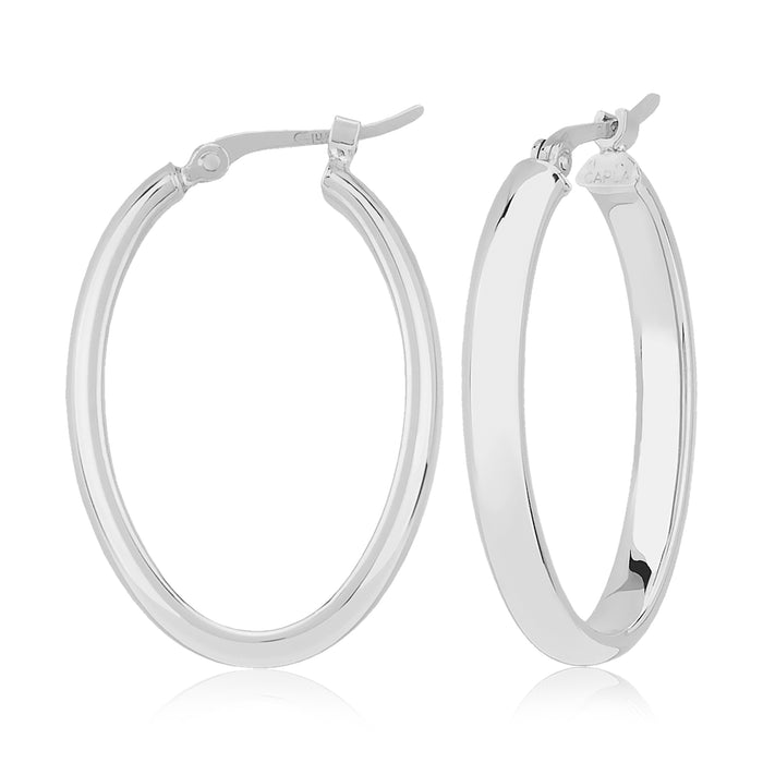 Sterling Silver Oval Triangle Hoop Earrings