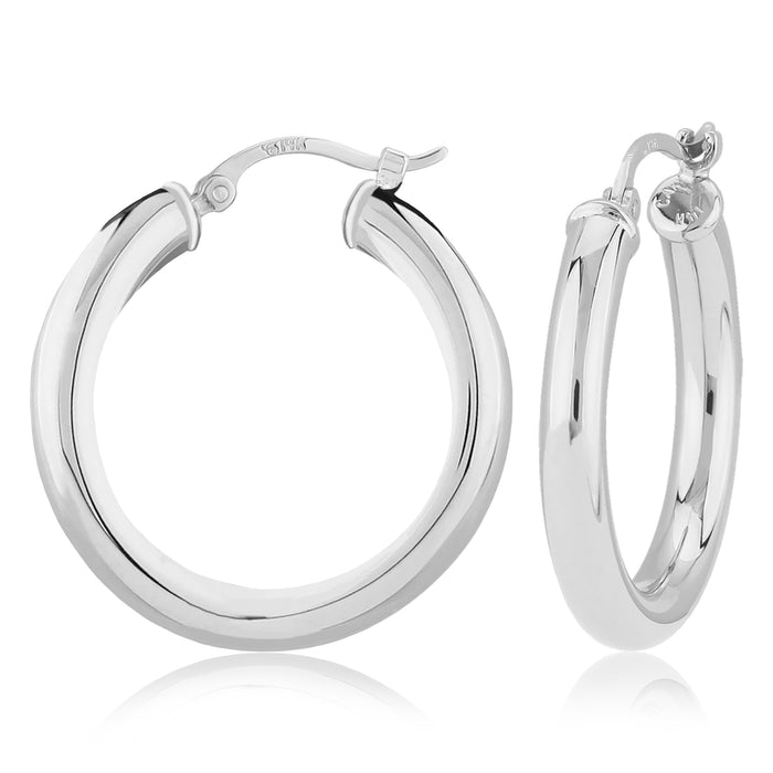 Sterling Silver 3x20mm Tube Hoop Earrings