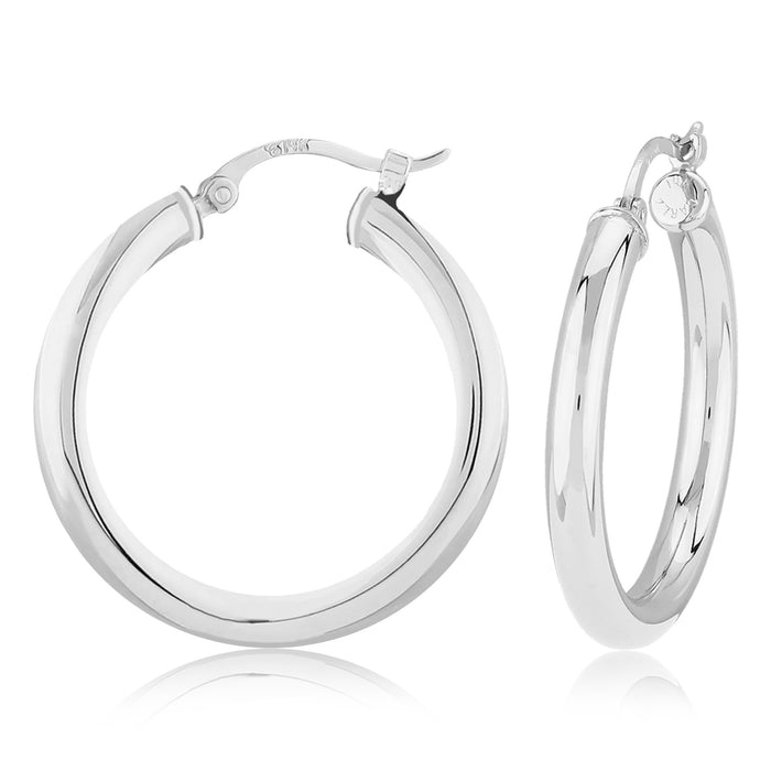 Sterling Silver 3x25mm Tube Hoop Earrings