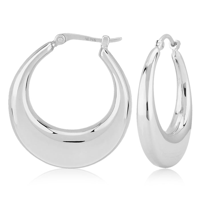 Sterling Silver Polished Shell Hoop Earrings