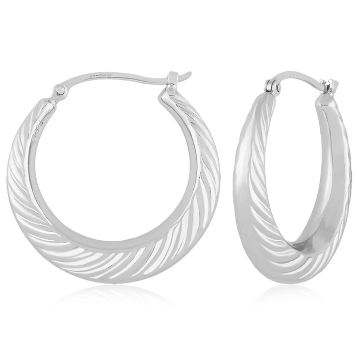 Sterling Silver Swirled Shell Hoop Earrings