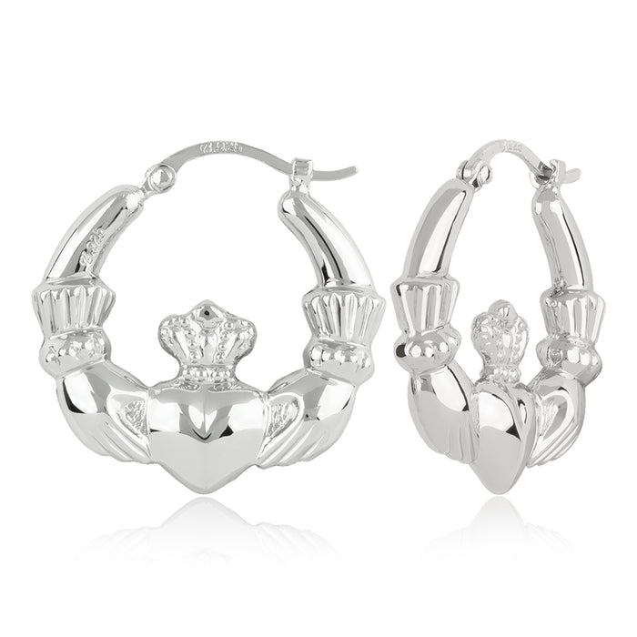 Sterling Silver Claddagh Hoop Earrings