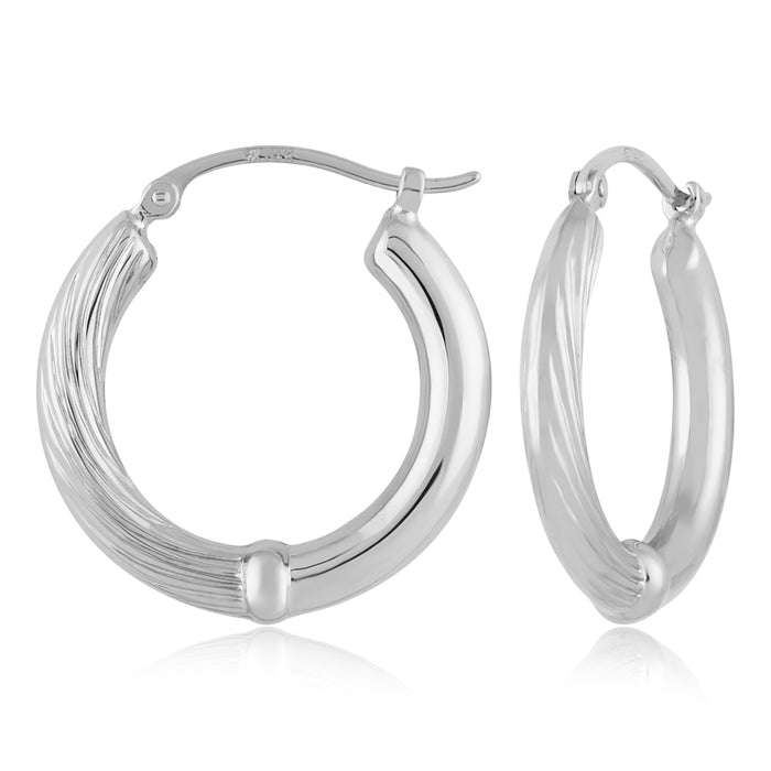 Sterling Silver Half Polished Half Twist Hoop Earrings
