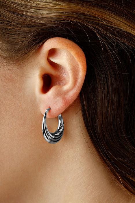 Sterling Silver Deep Swirl Hoop Earrings