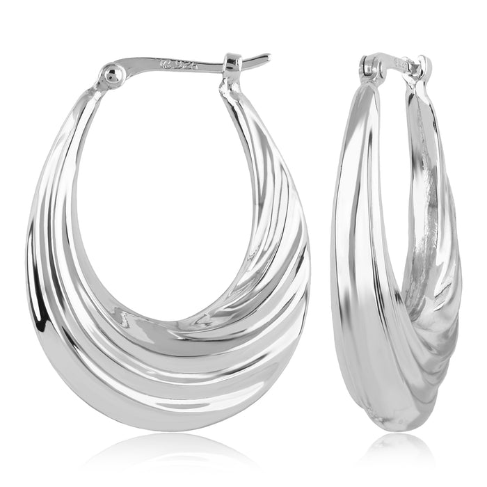 Sterling Silver Deep Swirl Hoop Earrings