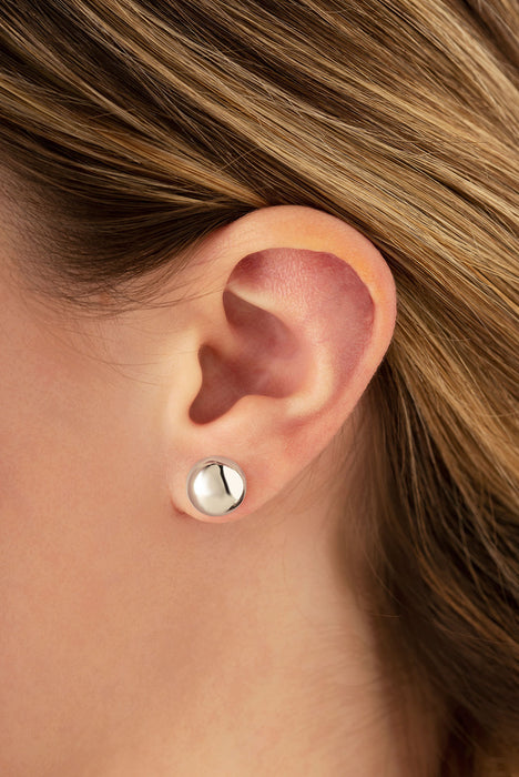 Sterling Silver 12mm Polished Button Earrings