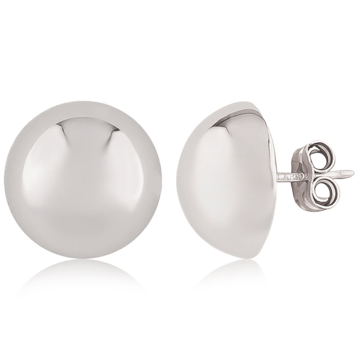 Sterling Silver 12mm Polished Button Earrings