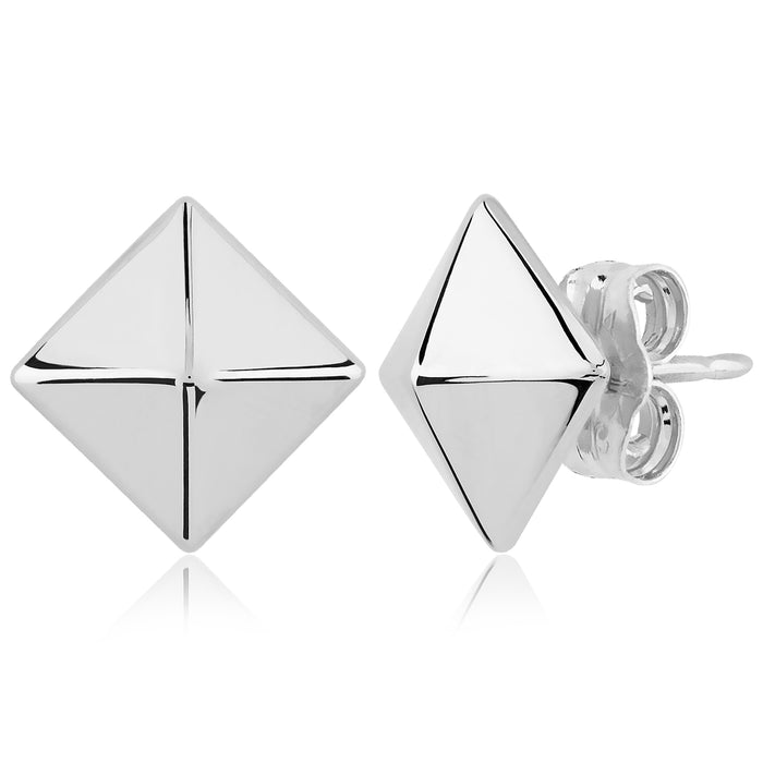 Sterling Silver Pyramid Stud Earrings
