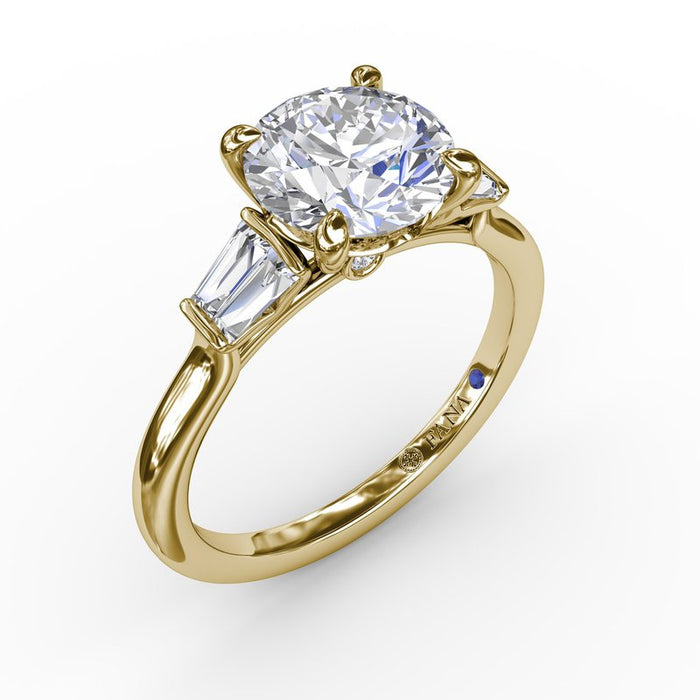 Double Baguette Side Stone Engagement Ring Setting