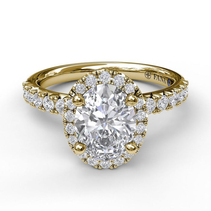 Classic Oval Halo with Side Profile Detail Engagement Ring Setting