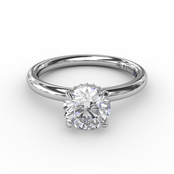 Contemporary Solitaire with Hidden Halo Engagement Ring Setting