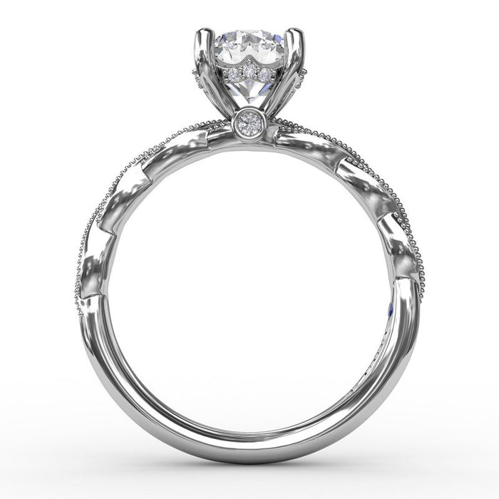 Milgrain Diamond Twist with Hidden Halo Engagement Ring Setting